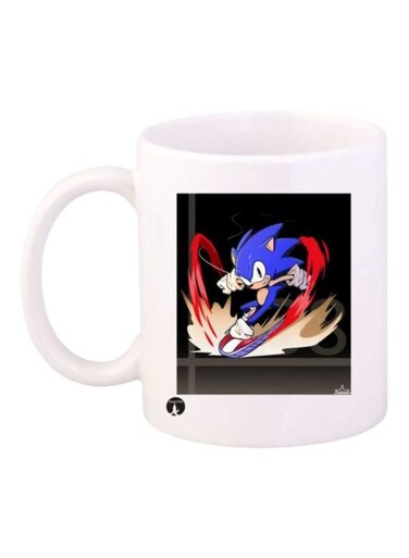 Sonic Video Game Printed Coffee Mug White/Black/Blue