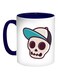 Skull With A Cap Printed Coffee Mug Dark Blue/Beige/White 325ml