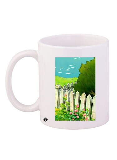 Landscape Printed Coffee Mug White/Green/Blue 11ounce