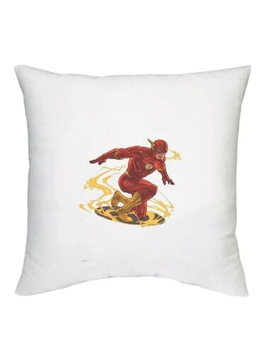 The Flash Printed Decorative Cushion White/Red/Yellow 16x16inch