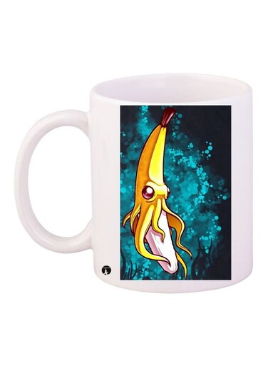 Banana Printed Coffee Mug White/Blue/Yellow 11ounce