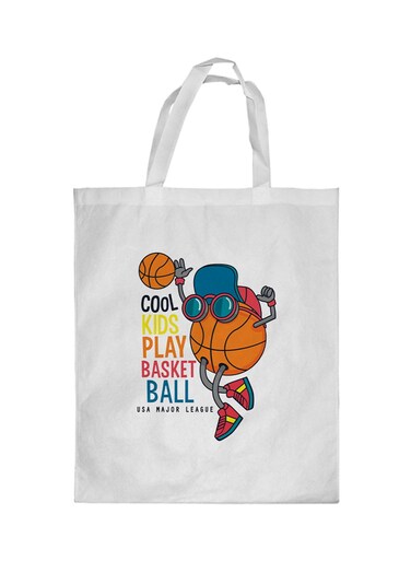 Basketball Printed Shopping Bag White