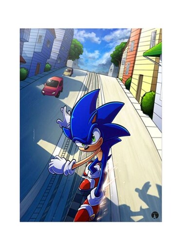 Sonic Metal Plate Poster Yellow/Blue/Green 15x20cm