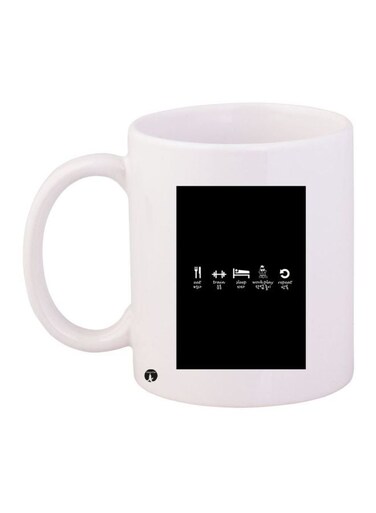 Printed Coffee Mug White/Black 11ounce
