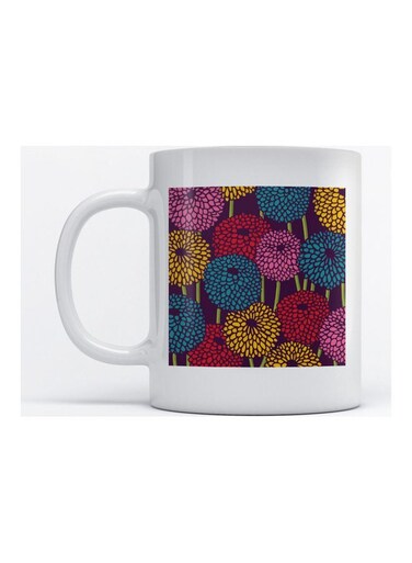 Mug Chrysanthemum Flower for Coffee and Tea White