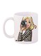 Cartoon Girl Printed Coffee Mug White/Yellow/Grey