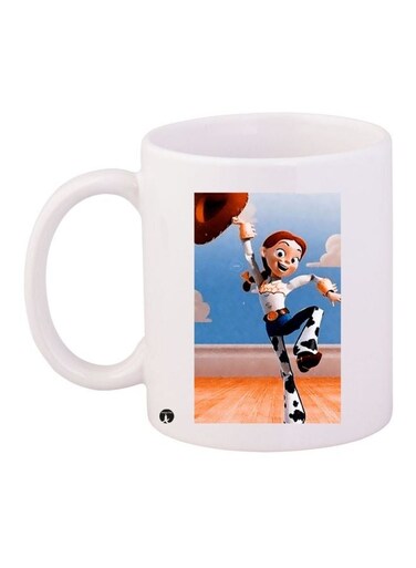 Cartoon Printed Coffee Mug White/Blue/Black 11ounce