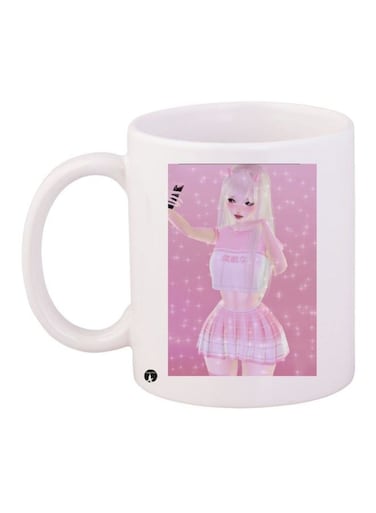 Printed Coffee Mug White/Pink/Beige