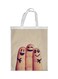 A Loving Family Printed Shopping Bag Beige/White