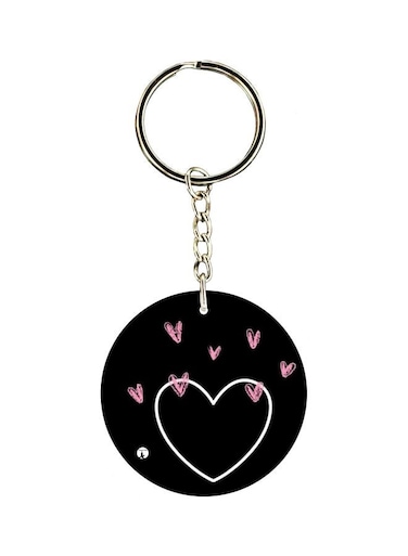 Double Sided Heart Printed Keychain