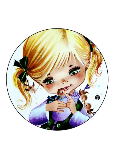 Girl Printed Fridge Magnet Multicolour