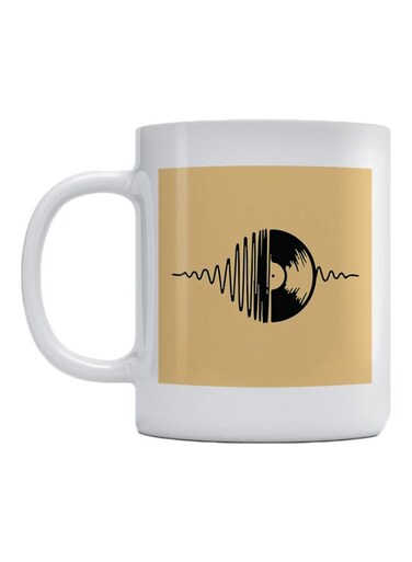 Music Printed Ceramic Mug White/Beige/Black 350ml