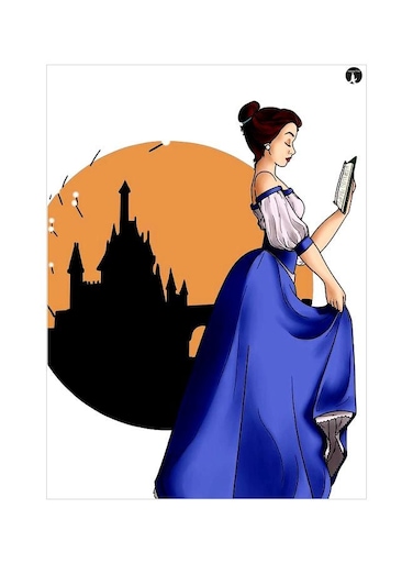 Cartoon Girl Printed Metallic Plate Blue/Black/Orange 20x15cm