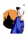Cartoon Girl Printed Metallic Plate Blue/Black/Orange 20x15cm
