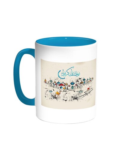 Ramadan Kareem Printed Coffee Mug Turquoise/White 11ounce