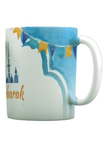 Ramadan Mubarak Printed Mug White/Blue/Yellow