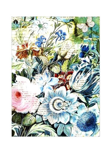 Floral Themed Metallic Plate Multicolour 20x15cm
