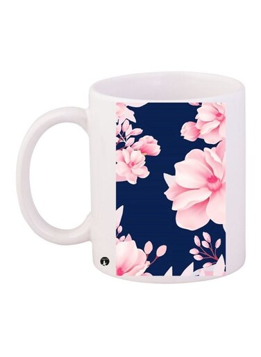 Flower Printed Coffee Mug White/Blue/Pink 11ounce