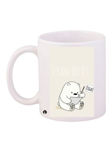 Printed Ceramic Coffee Mug White/Grey