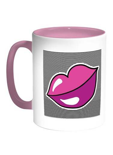 Pink Lips Printed Coffee Mug White/Pink 11ounce