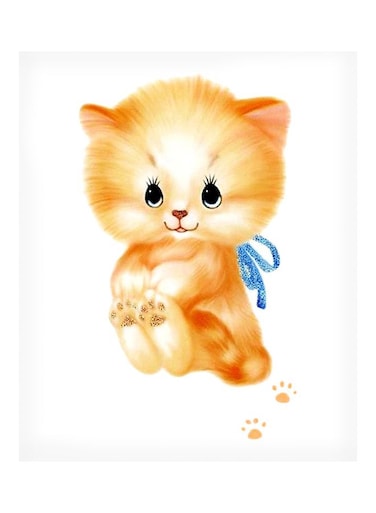Kitty Themed Metallic Plate White/Yellow 20x15cm