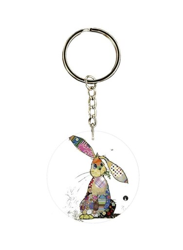 Rabbit Printed Single Sided Keychain