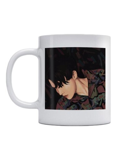 BTS Squad Printed Ceramic Mug Black/White/Beige 350ml