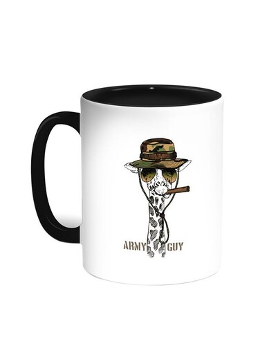 Army Guy Printed Coffee Mug Black/White 11ounce