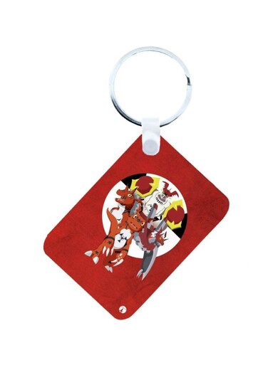 Anime Digimon Printed Keychain Red/Brown/Grey