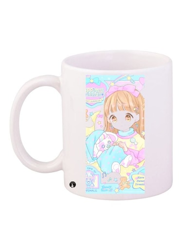 Cartoon Printed Coffee Mug White/Blue/Pink