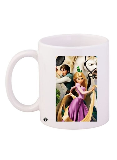 Tangled Printed Coffee Mug White/Purple/Gold 11ounce