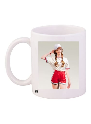 Girl Printed Coffee Mug White/Gold/Red 11ounce