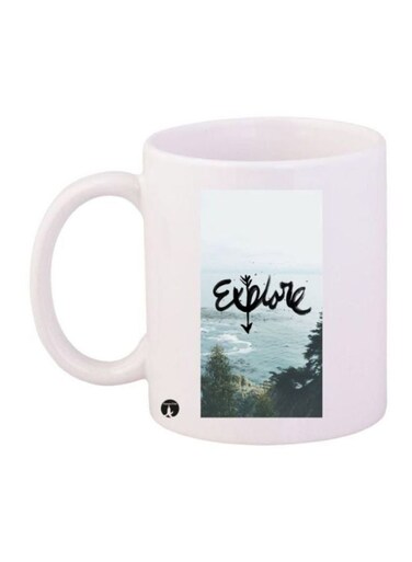 Explore Printed Coffee Mug White/Blue/Green
