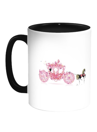 Princess Carriage Printed Coffee Mug White/Black 11ounce