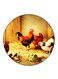Chickens Printed Fridge Magnet Round Multicolour