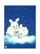 Cute Bunny Themed Decorative Metallic Plate Blue/White 20x15cm
