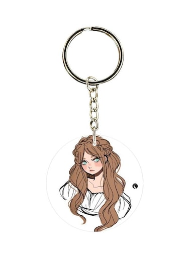 Cartoon Girl Printed Keychain