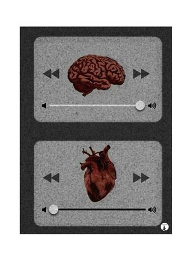 Brain And Heart Metal Plate Poster Multicolour 15x20centimeter