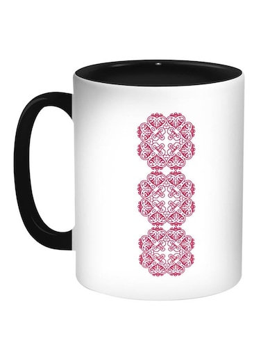 Vertical Decorative Drawing Printed Coffee Mug Black/White/Red