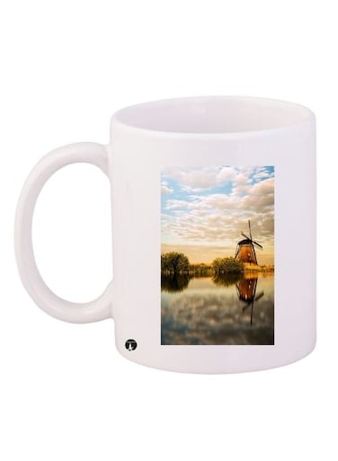 Landscape Printed Coffee Mug White/Grey/Blue 11ounce