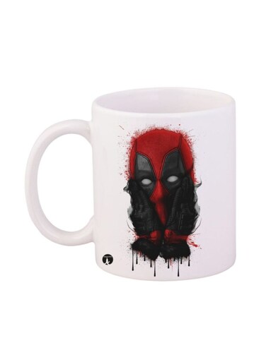 Deadpool Printed Mug White/Red/Black 12ounce