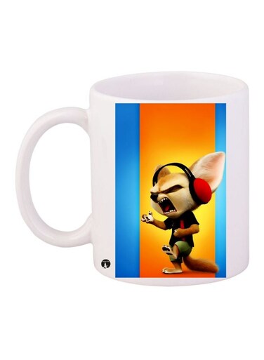 Cartoon Printed Coffee Mug White/Orange/Blue