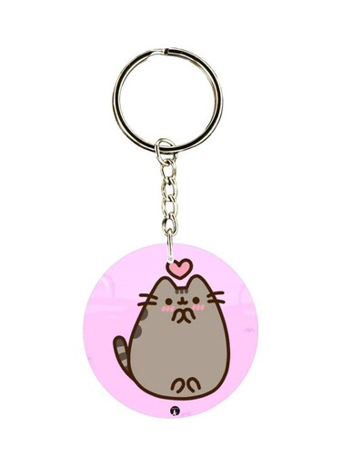 Cartoon Cat Printed Double Sided Keychain