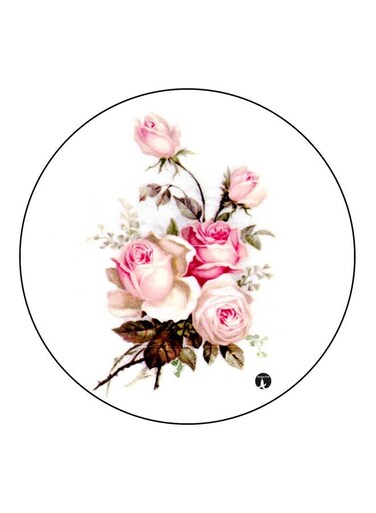 Rose Printed Fridge Magnet White/Pink/Brown 5.5cm