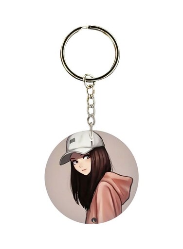 Cartoon Girl Printed Keychain