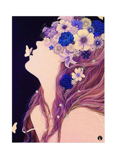 Girl Metal Plate Poster Multicolour 15x20centimeter