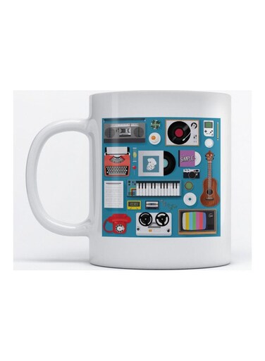 Mug Old Time Icons for Coffee and Tea White