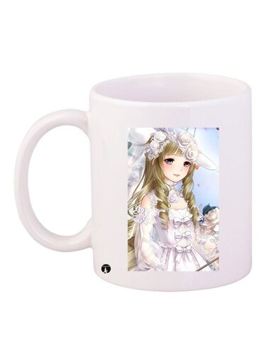 Anime Character Printed Coffee Mug White/Blue/Gold 11ounce