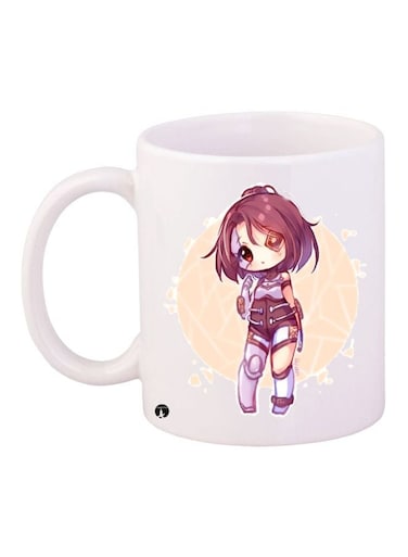 Cute Girl Printed Coffee Mug White/Purple/Brown 11ounce