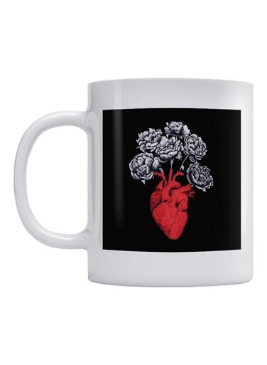 Heart Printed Mug White/Black/Red 350ml